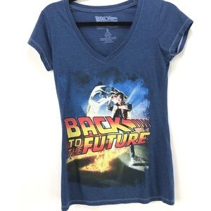 Back To The Future Blue Vneck Graphic Tshirt Small